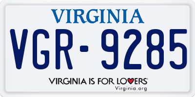 VA license plate VGR9285