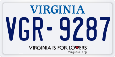 VA license plate VGR9287