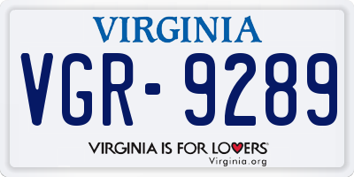 VA license plate VGR9289