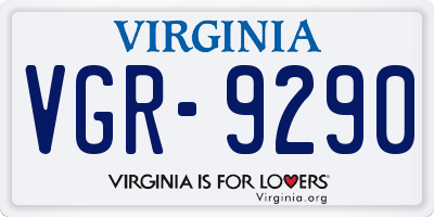 VA license plate VGR9290