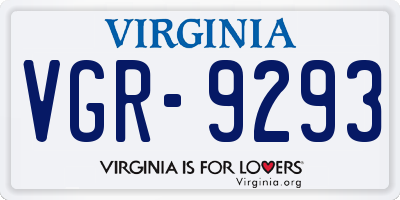 VA license plate VGR9293