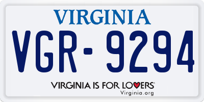 VA license plate VGR9294