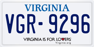 VA license plate VGR9296
