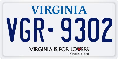 VA license plate VGR9302