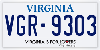 VA license plate VGR9303