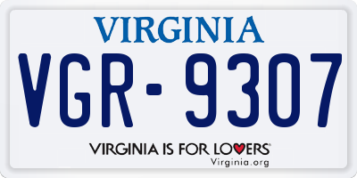 VA license plate VGR9307