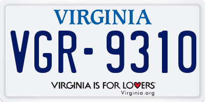 VA license plate VGR9310