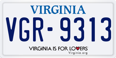 VA license plate VGR9313