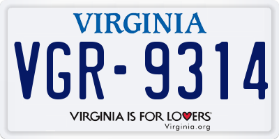 VA license plate VGR9314