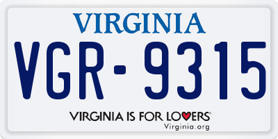 VA license plate VGR9315