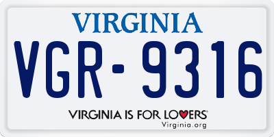 VA license plate VGR9316