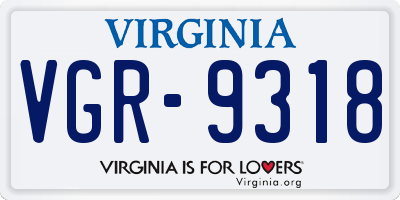 VA license plate VGR9318