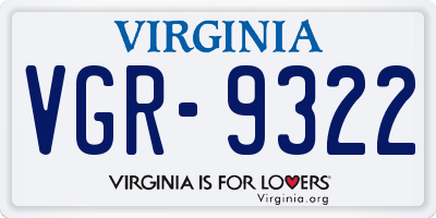 VA license plate VGR9322