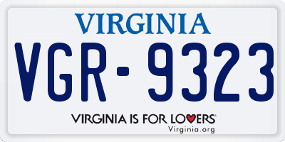 VA license plate VGR9323