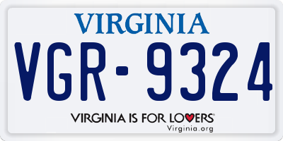 VA license plate VGR9324
