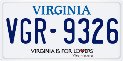 VA license plate VGR9326