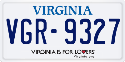 VA license plate VGR9327
