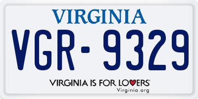 VA license plate VGR9329