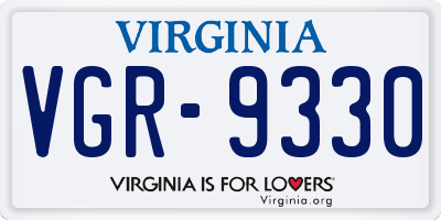 VA license plate VGR9330