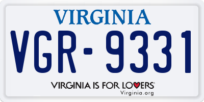 VA license plate VGR9331
