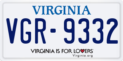 VA license plate VGR9332