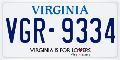 VA license plate VGR9334