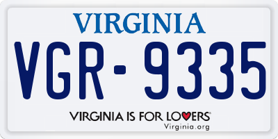 VA license plate VGR9335