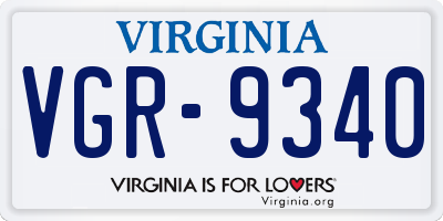 VA license plate VGR9340
