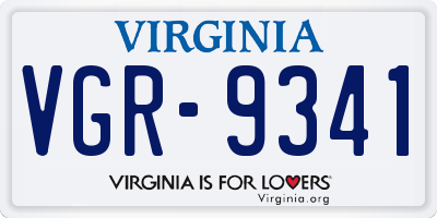 VA license plate VGR9341