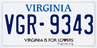 VA license plate VGR9343