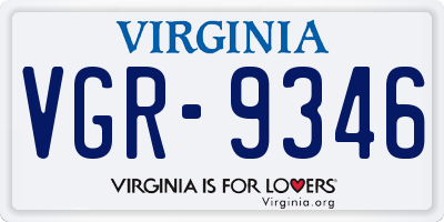 VA license plate VGR9346