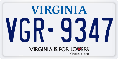 VA license plate VGR9347