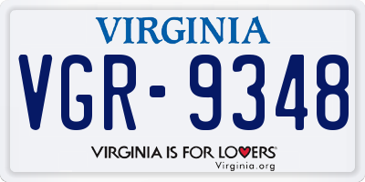 VA license plate VGR9348