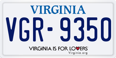 VA license plate VGR9350