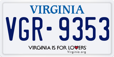 VA license plate VGR9353