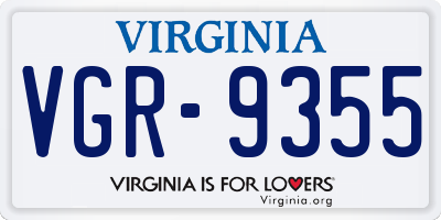 VA license plate VGR9355