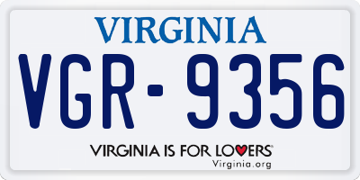 VA license plate VGR9356