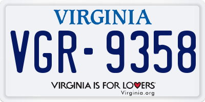 VA license plate VGR9358
