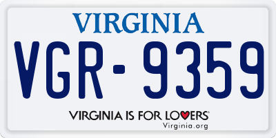 VA license plate VGR9359