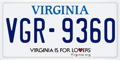 VA license plate VGR9360