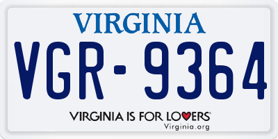 VA license plate VGR9364