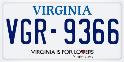 VA license plate VGR9366