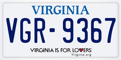 VA license plate VGR9367