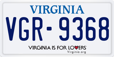 VA license plate VGR9368