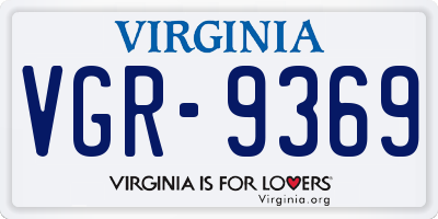 VA license plate VGR9369