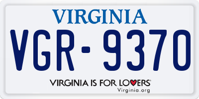 VA license plate VGR9370