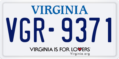 VA license plate VGR9371