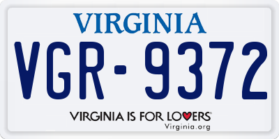VA license plate VGR9372