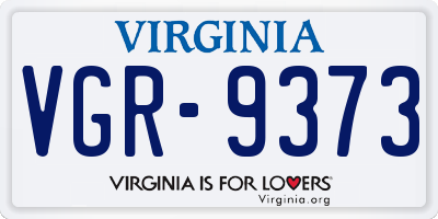 VA license plate VGR9373