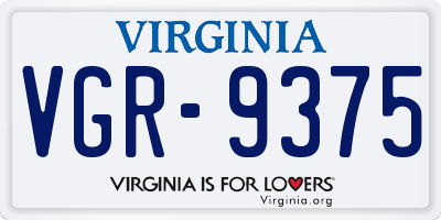 VA license plate VGR9375